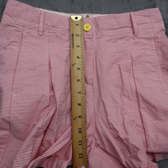 Puma Shorts Womens Pink White Striped High Rise Pocket Button Zip Pleated Chino - Picture 3 of 12